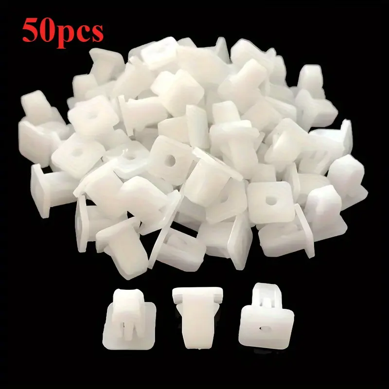 50pcs White Plastic Rivets for Quick Clamping, Durable PP Material - Ideal for Automotive Exterior Accessories