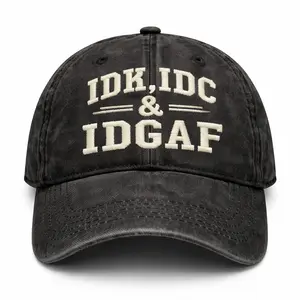 Idk Idc & Idgaf Embroidery Wash hat, Perfect Gift For Dad Low Profile Dad Hat Pigment Dyed
