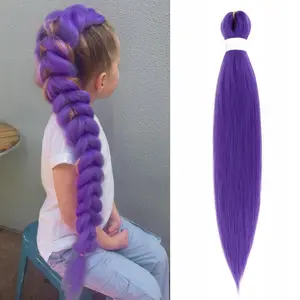 Demon Hunters Rumi Long Purple Braiding Hair Pre Stretched Synthetic hair Extensions for Braids, Purple Hair Extensions for Stage Halloween Costume Hair Accessories Christmas for Party Cosplay demon hunter synthetic braiding hair extension