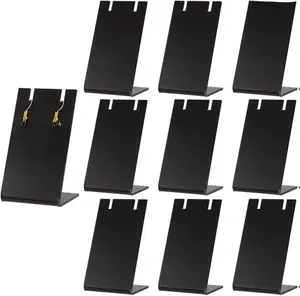 10pcs Acrylic Earring Holder Black Earring Display Stands L-shape Ear Organizer Dangling Earring Stands for Earring Necklace Jewelry Shows Retail Photography Props, 1.7x1.4x3 inch