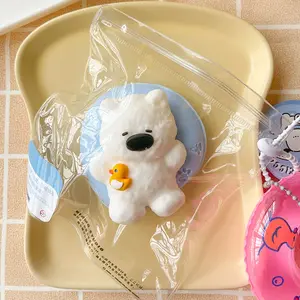 Cute Kawaii White Inflatable Ring Bear Squishy Toy, Sticky Soft Rubber Stress Relief Toy, Silicone Squish Toy – Ideal for Stress Relief, Perfect as a Gift for Valentine’s Day, Anniversaries, and Birthdays