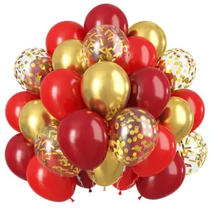 25-Pack Red Gold Balloon Set | 10/12 Inch Confetti Filled Latex Balloons | Helium Floatable | Deep Red + Metallic Gold | Perfect for Wedding, Christmas, New Year, Birthday, Women‘s Retirement Party | Party Supplies, Christmas Decor | Photo Confetti Effect
