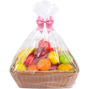 12 Packs Large Cellophane Bags, 24"x30" Clear Basket Bags for Baskets Cellophane Wrap for  2 Mil Thick