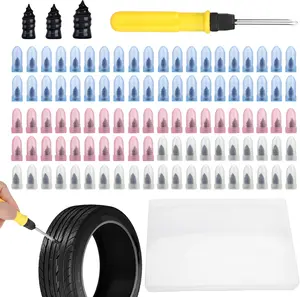 100Pcs Tire Repair Rubber Nail, Tire Repair Screws Plugs Fast Tool Self-service Tyre Repair Vacuum Rubber Nails Kit for Car/Motorcycle/Truck/Tractor Automotive Tire Inflator Air Pump Accessories
