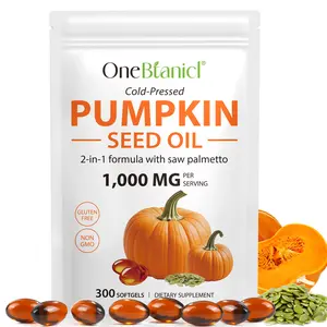 OneBtanicl Pumpkin Seed Oil with Saw Palmetto Capsules | Cold Pressed, Pure Virgin Oil, Essential Fatty Acids & Phytosterols | 300 SoftgelsSupports Hair, Urinary, Bladder & Prostate Health | Non-GMO oxy shred skin wellness