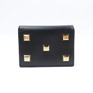 Pre-owned SALVATORE FERRAGAMO Calfskin Small Leather Goods Ferragamo Black Leather Wallet T10423269