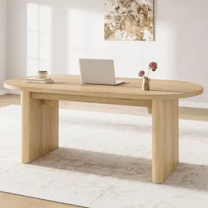 70.8"Modern Farmhouse Oval Dining Table for 6-8 – Thick Sturdy Wooden Base – Spacious for Dining Room, Kitchen, Living Room