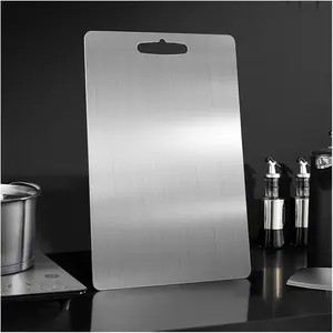 304 Stainless Cutting Board – 14*10 Inch Chopping Board,-Sided Non-Porous Surface, 2mm Thick Board for Meat, Vegetables, Cheese, Easy to Countertop Board