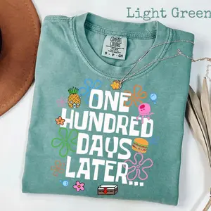 Comfort Colors One Hundred Days Later Shirt – 100 Days of School Graphic Tee – Premium Soft-Washed Trendy Teacher Outfit – Aesthetic Milestone Classroom Top – Vintage 100th Day Celebration Apparel