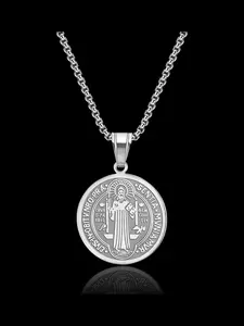 St Benedict Medal Cross Pendant Necklace, Stainless Steel Chain, Unisex Exorcism Jewelry, Latin Cross Design, Perfect Gift
