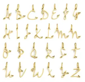 Gold Cursive Initial Letter | Waterproof Stainless Steel Charm