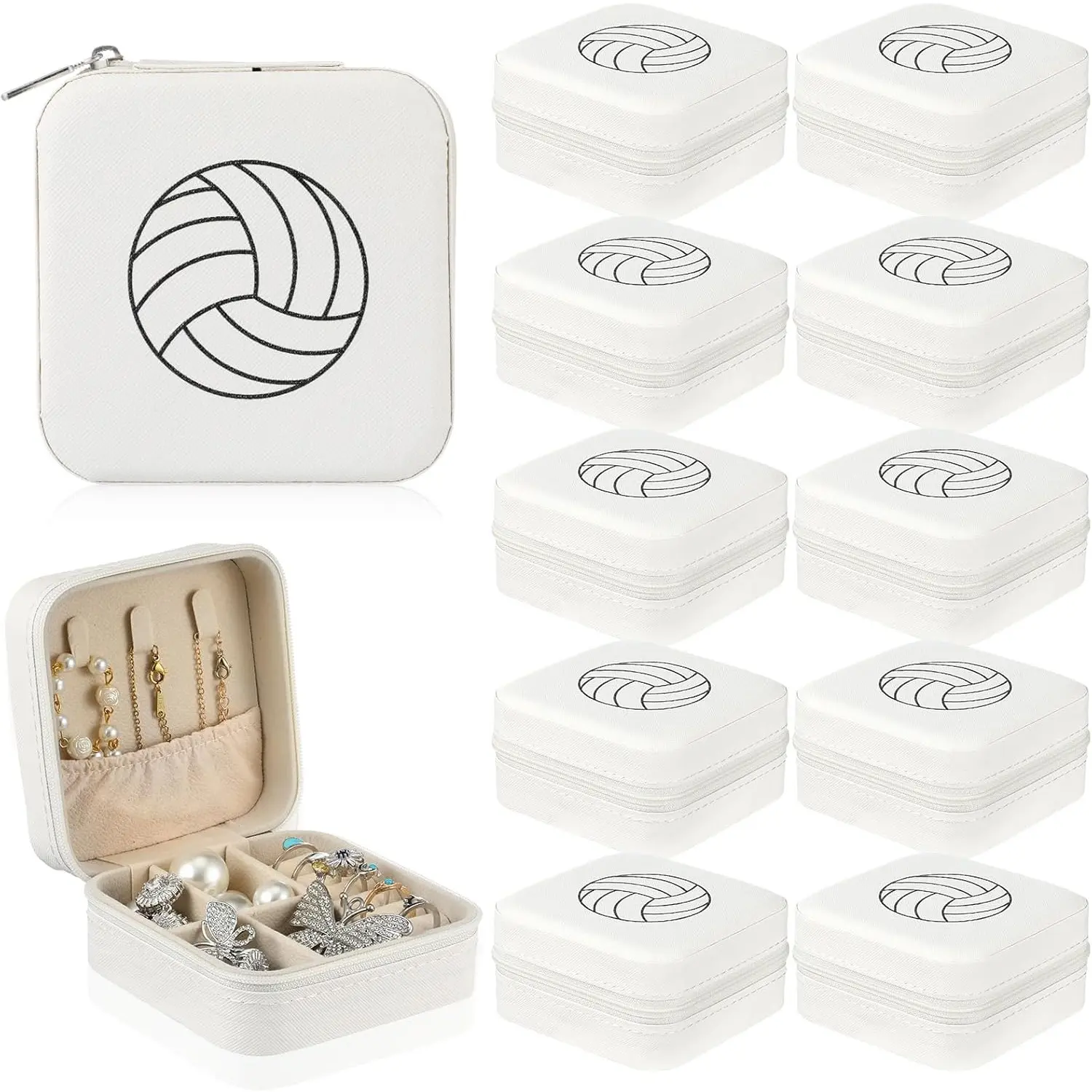 12 Pcs Volleyball Gifts for Team Bulk Volleyball Jewelry Box Small Portable Case for Team Coach Supplies (White),Christmas Party Gifts,Home Supplies