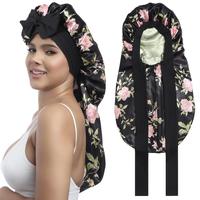 Long Bonnet(Black Flower+green)
