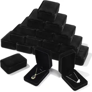 20 Pcs Black Velvet Jewelry Storage Display Case, Necklace Ring Earring Pendant Jewelry Gift Boxes for Christmas Wedding Engagement Birthday Anniversary