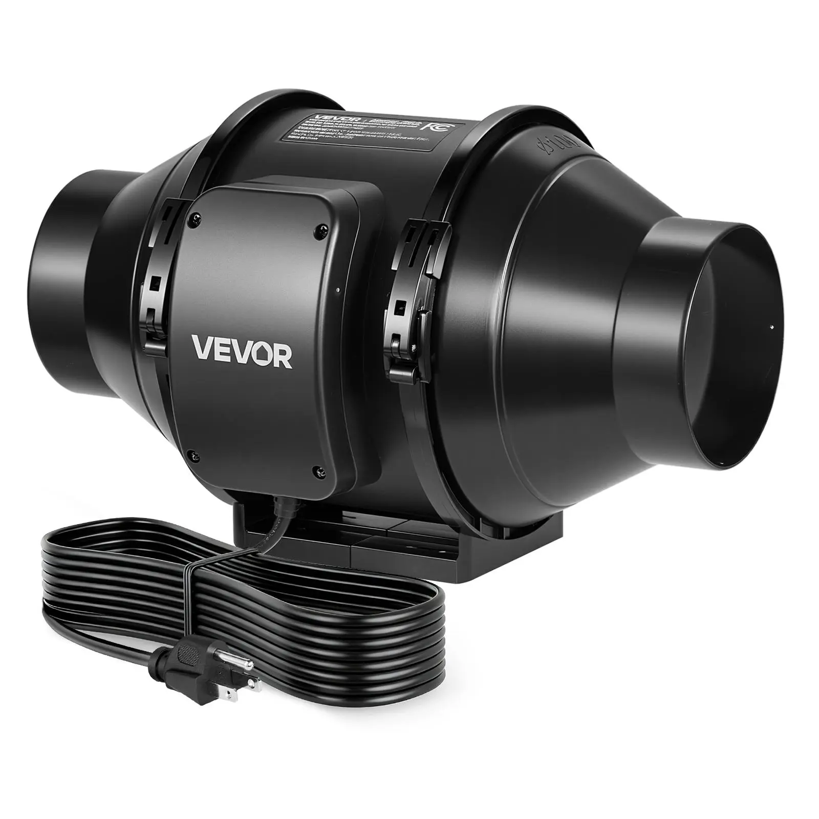 VEVOR 4-in-1 Suction Inline Exhaust Industrial Fan, 180 CFM Pure Copper AC-Motor, 37db Quiet Overnight Safe, Corrosion Resistant Airflow Cooler for Grow Tent Users, Basement Fume Extraction (Father's Day Gift Option), Tool Upgrade