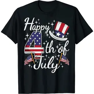 Womens Men's July 4 Patriotic American Flag Graphic T-shirt-Black 100% Comfortable Edition round Neck Short Sleeve Star Stripe Design Independence Day Celebration day shirt