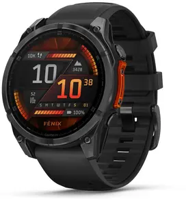 Garmin Fenix 8 47 mm, AMOLED Slate Gray with Black Silicone Band Multisport GPS Smartwatch (010-02904-00)