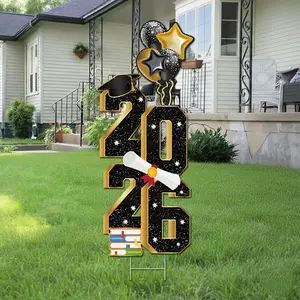 2026 Graduation Yard Signs - 35.4 in Large Class of 2026 Congrats Grad Yard Sign with Stakes for Outdoor Graduation Party Decorations 2026 - Garden Lawn Decoration Supplies