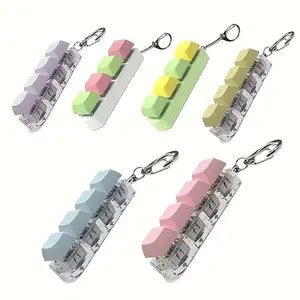 Adult Keyboard Keychain Toy with Colorful Metal Rings & Chain, Plastic Stress-Relief Tool to Help Improve Focus, Silent Finger Game Fidget Keychain, Great Holiday Gift