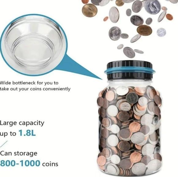 Money Jar with LCD Display,Durable Money Coin Counting Jar,Money Saving Bank,Home Decor,Display Automatic Counting Coin Bank-Perfect Gift for girls and boys,ldeal Gift for Birthday&Valentine's Day