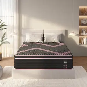 Queen/King Size Mattress,10 Inch Hybrid Mattress, Individually Pocketed Innerspring, Medium Firm (Pink+Black)