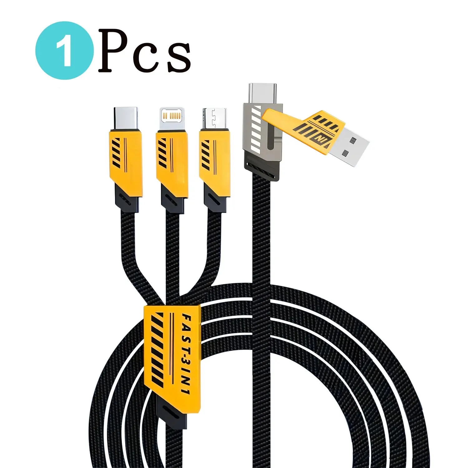 240W Cable, 1pc Multi Charger Fast Charging Cable Charging Accessory Cable Multipurpose 3 in 1 PD USB Cable, Nylon Braided Data Cable PD USB Cable, Suitable for Type-C Micro iOS Interface