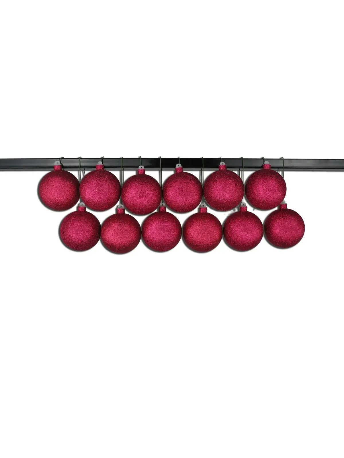 212 MAIN 4 in. Burgundy Floral Glitter Ball Christmas Ornaments, 12-Pack with Wire, Home Christmas Tree Festive Decoration