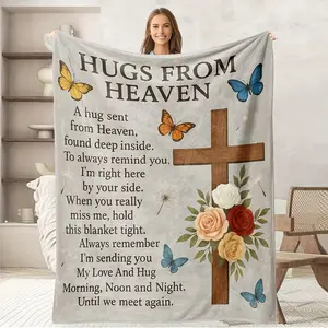 1pc Memorial condolence gifts for the loss of a loved one, bereavement gift ideas, grief condolences, I'm sorry you lost your grandma, grandpa, mom, dad, sister gift, suitable for living room sofa bedroom bedding flannel blanket, Heartfelt Gift Blanket