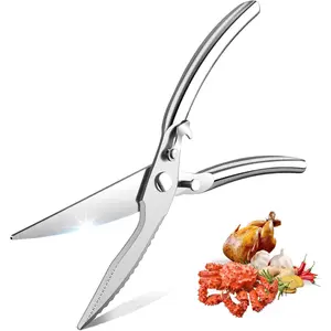 Heavy Duty Stainless Steel Poultry Kitchen Scissors for food,Premium Spring Loaded,Multi-Functional poultry shears,with Lock,Perfect food scissors for Bone,Chicken,Meat,Fish,Seafood,Vegetables
