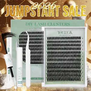 YOULUCK Velvet Touch Lash Clusters Waterproof Long-Lasting Individual Eyelash Extensions with Ultra-Thin Band Bond & Sea l& Remover Makeup For Girls Beginner Friendly