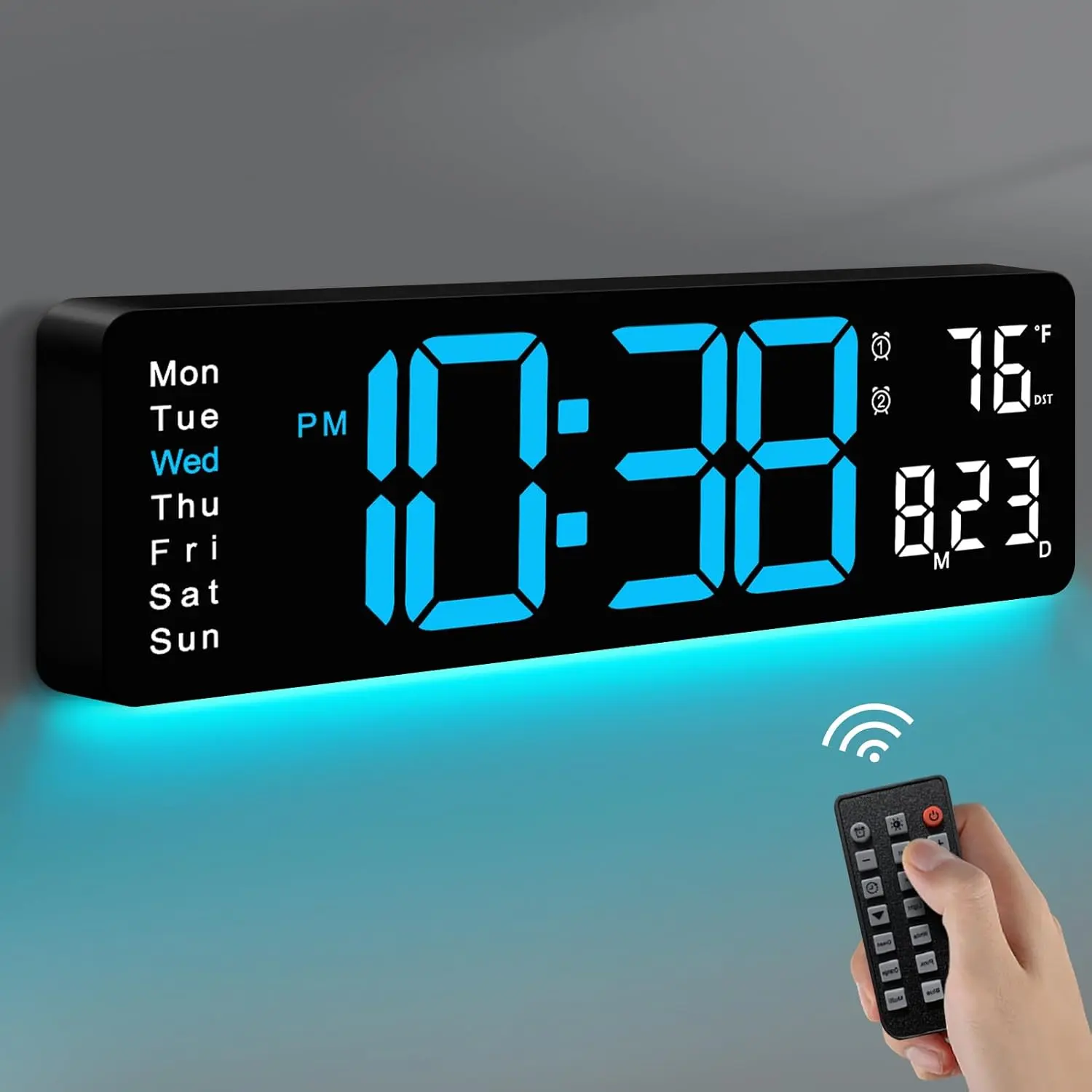 LED Digital Wall Clock with Mount & Switch, Large Display Light Set, Dimmable, Countdown, DST, Date, Week, Temperature, Modern Home Decor for Bedroom & Office, Gifts for the Bedroom, Mother’s Day Gift, Room Decor, Mother's Day Gifts