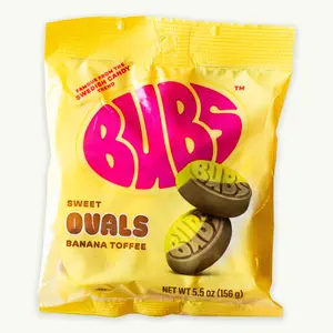 BUBS Sweet Ovals Banana Toffee Swedish Candy 5.5oz