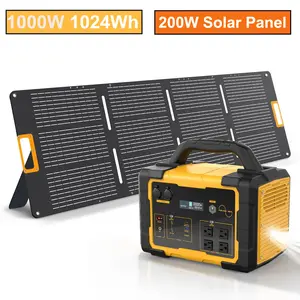1000W Portable Power Station, 1024WH Backup Lithium Battery, Solar Generator for Outdoors Camping Travel Hunting (Solar Panel Optional)