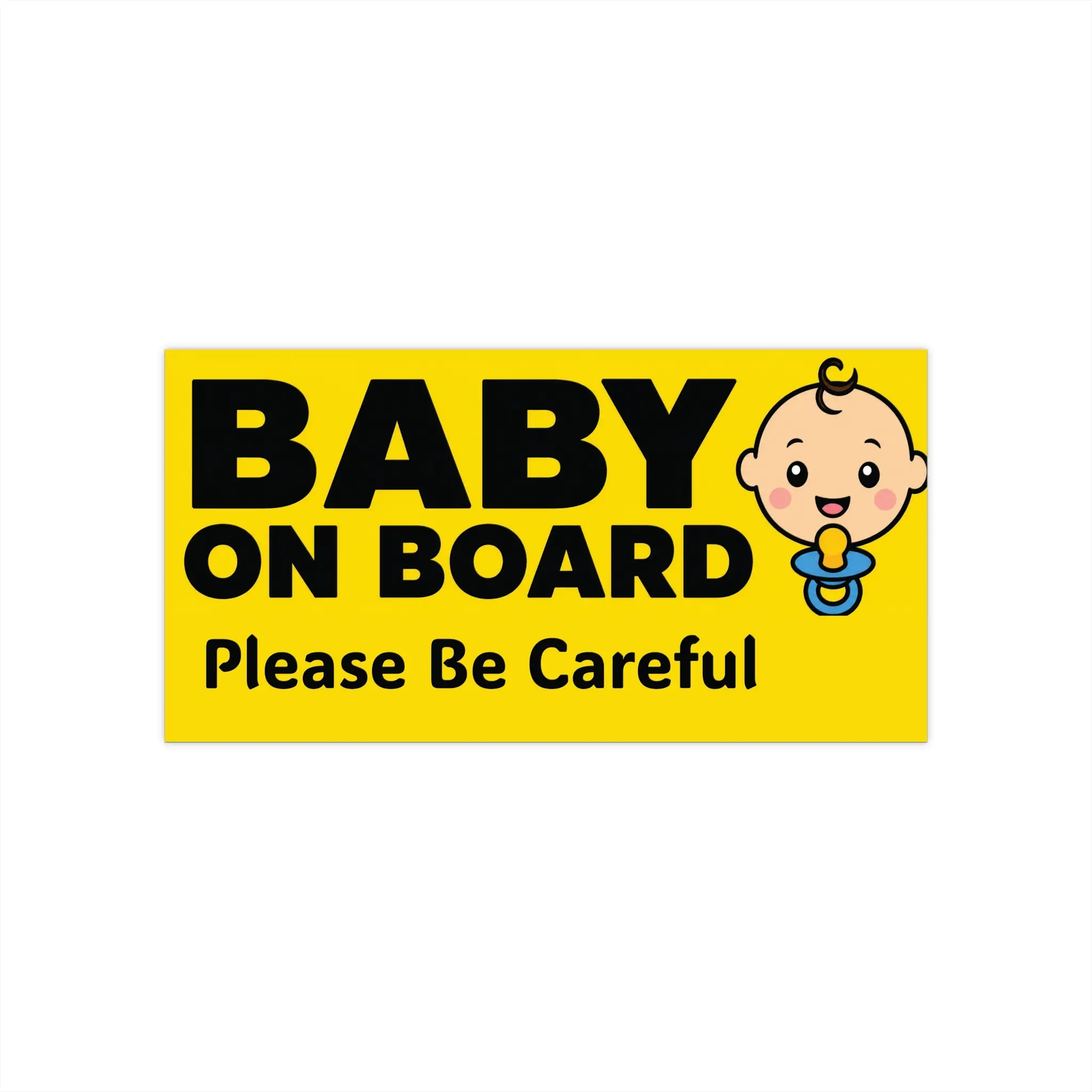 Baby on Board Please Be Careful Bumper Sticker | Yellow Safety Decal