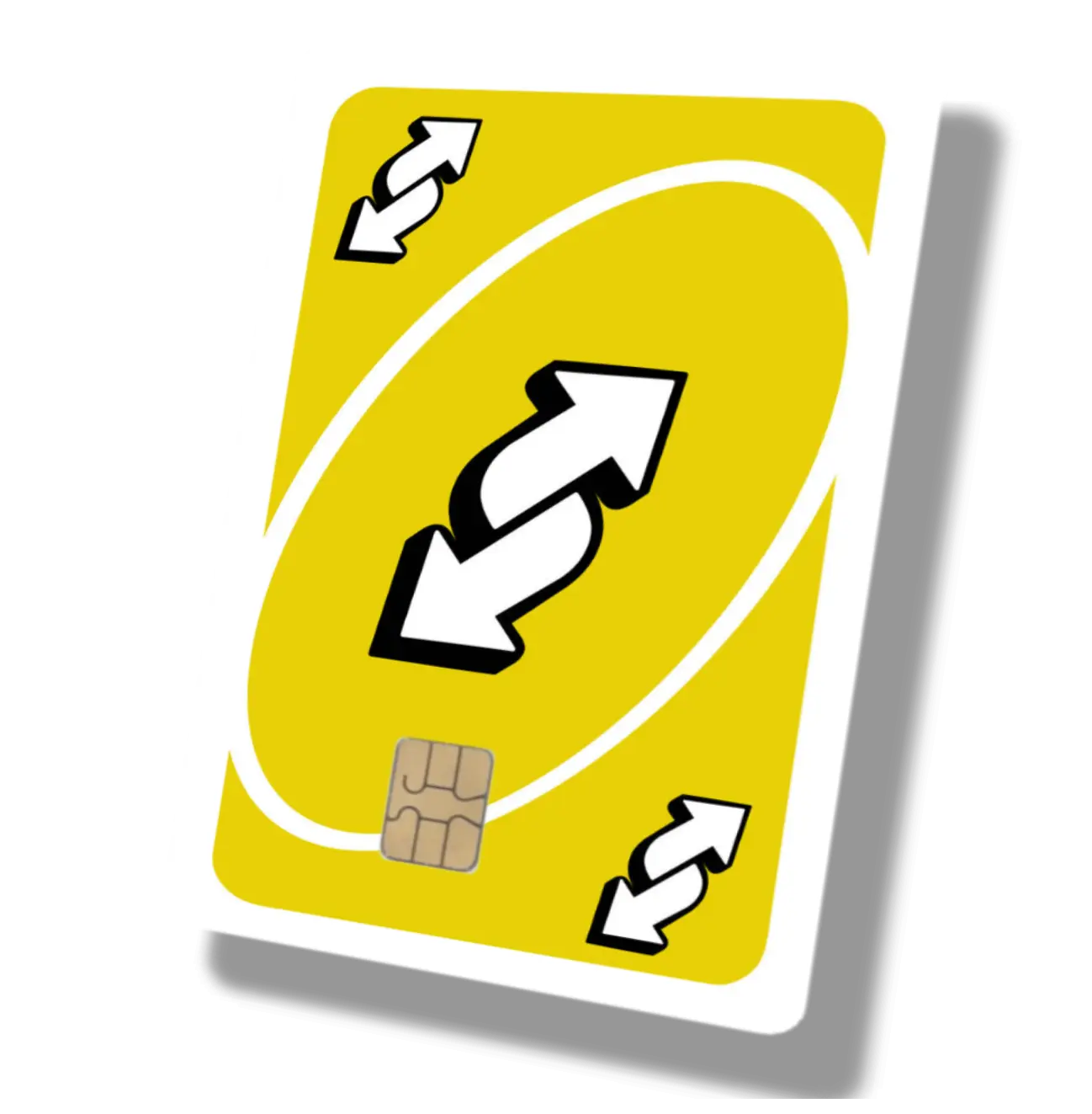 Yellow Reverse Uno Debit Card or Credit Card Sticker