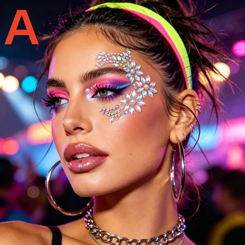 Face Sparkling Water Crystal Sticker for Party and Photography, Temporary Face Tattoo Decor, Flashing Diamond Makeup Accessories for Events and Costumes, Glitter Fake Tattoos