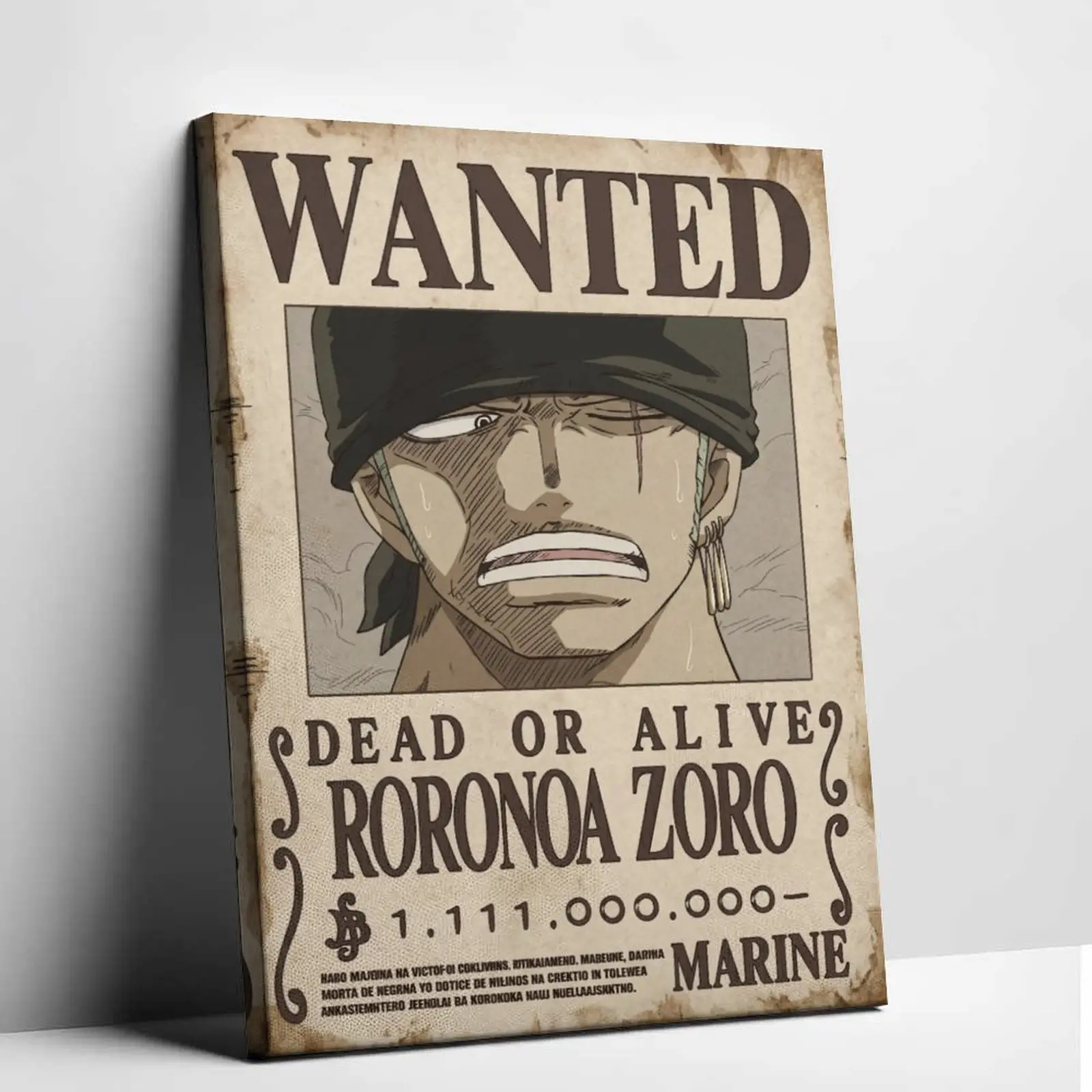 Roronoa Zoro Wanted Poster Wall Poster, Premium Poster.Graphic Print