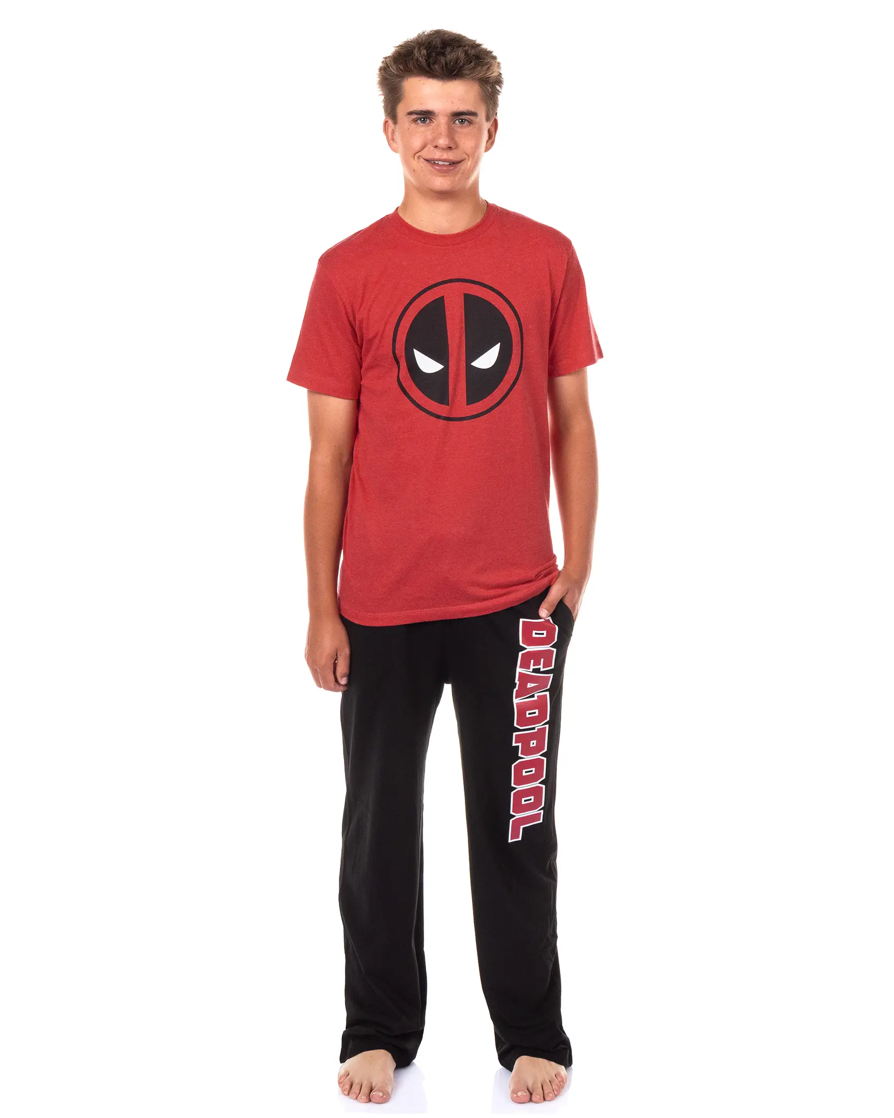 Marvel Comics Pajamas Men's Deadpool Short Sleeve Shirt and Pant Set