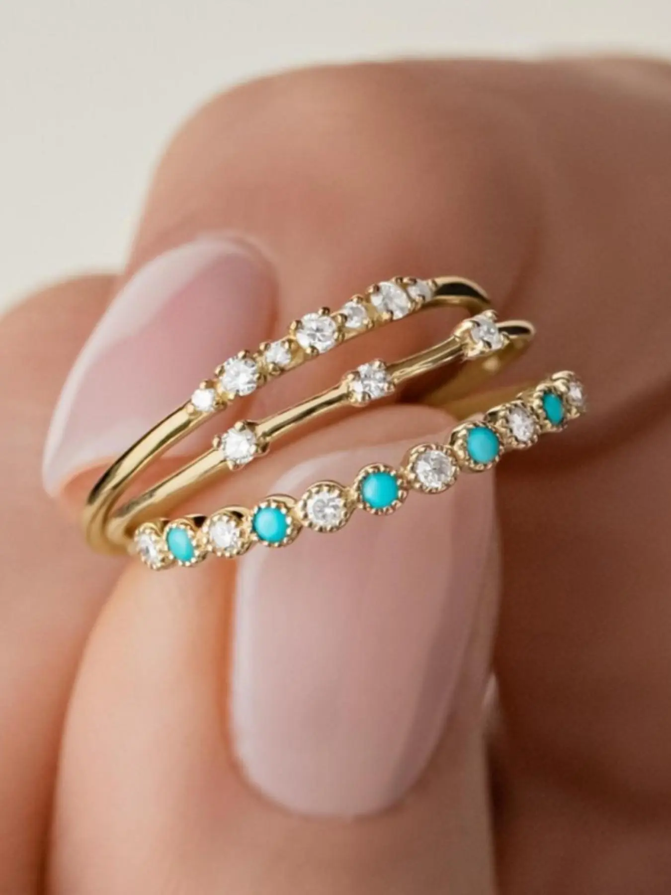 Rhinestone Ring Set, Rhinestone Decorated Ring (3pcs), Simple Ring for Women, Casual Ring, Beautiful Rings, Accessories for Beach Party, Summer Vacation Clothing Decor, Jewelry for Birthday Gift