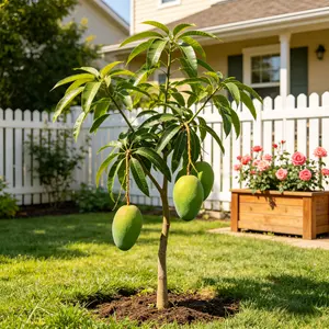 (QD#ZR）Mango Tree Plant – Green Mango Fruit Tree Seedling for Outdoor Garden, Backyard & Patio, Tropical Easy Care Home Gardening Plant, Potted or In-Ground Growing