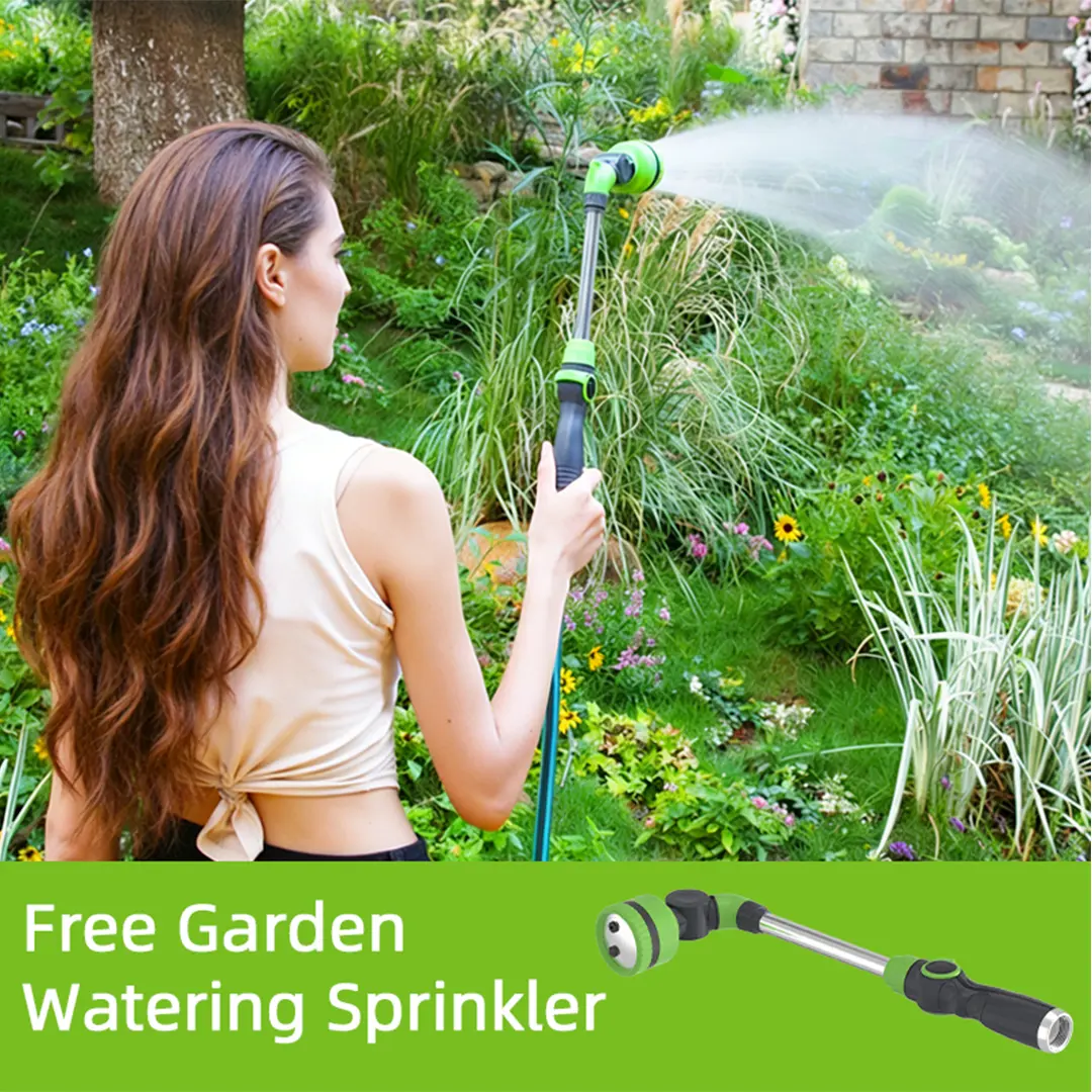 YESTAR Garden Hose Wand Sprayer with Stainless Steel Extension Rod, 180° Pivot Adjustable Watering Wand, Multifunctional Nozzle with Flow Control for Lawn Watering, Garden Plant Care