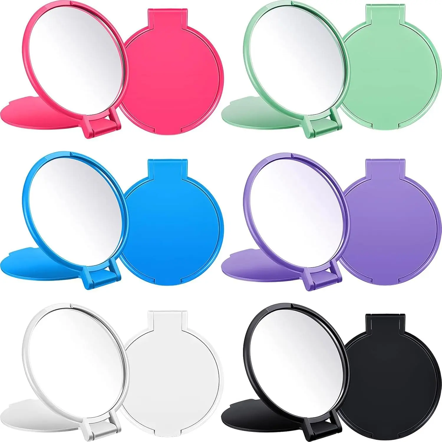 12 Pieces Compact Mirrors Bulk, Mini Folding Pocket Mirrors for Purse, Small Portable Makeup Stuffs for Travel, Girls, Party Favors, Wedding Birthday Goodie Bags (Classic Colors)
