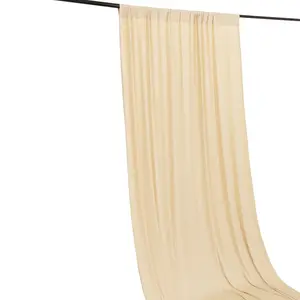 Beige 4-Way Stretch Spandex Backdrop Drape Curtain, Wrinkle Free Event Divider Panel with Rod Pockets - 5ftx16ft