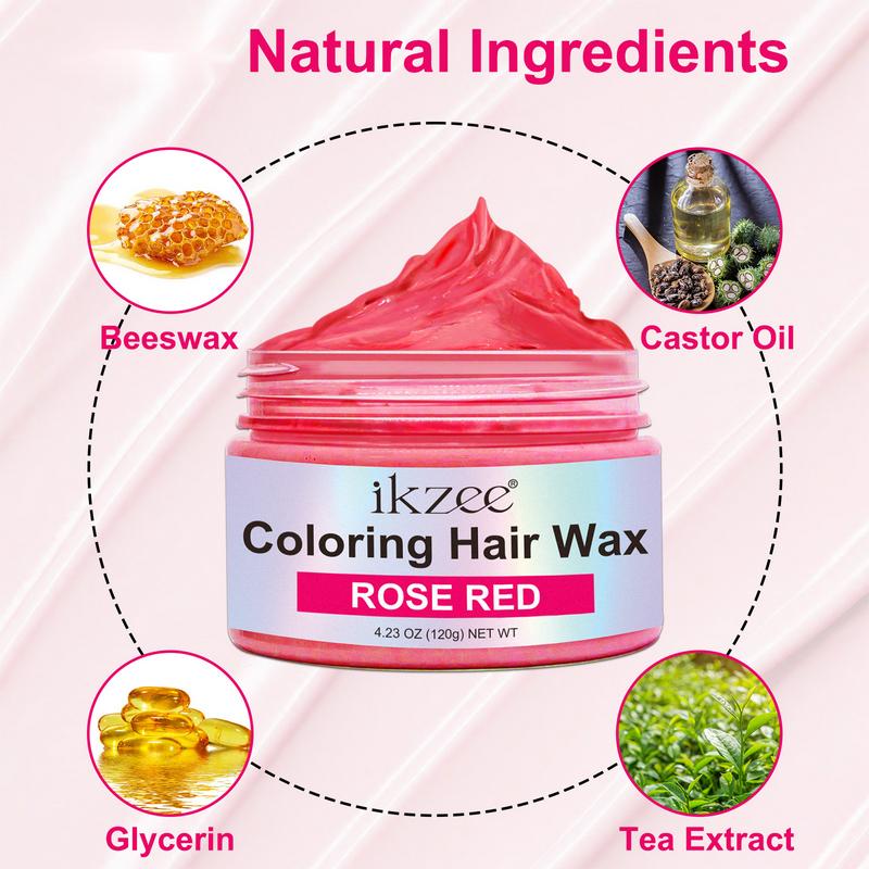 IKZEE Hair Coloring Wax, DIY Temporary Hair Color Dye, Disposable Instant Matte Hairstyle Mud Cream Hair Pomades for 9 Colors to Cosplay Nightclub Masquerade Transformation (120g) Cosmetics Outdoorfun Haircare