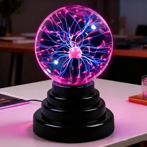 3Inch Mini Plasma Ball Light Touch Activated Lightning Globe  USB Powered Plasma Globe Lamp Interactive Science Static Electricity Ball Christmas Gifts for Teens