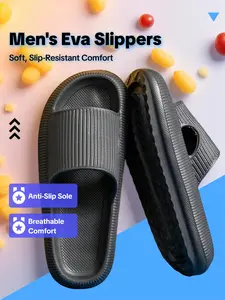 Men's Thick Sole EVA Cloud Slides, Ultra Soft Cushion Slippers, Non-Slip Wear-Resistant, Lightweight Breathable for Home, Beach & Pool