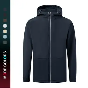 MAELREG Men’s Fleece Full Zip Hoodie Jacket, Lightweight Warm Softshell with Reflective Glow Strips, Wind-Resistant Stretch Golf Athletic Outerwear with 3 Secure Zip Pockets