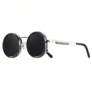 Handcrafted Adjustable Dimming Sunglasses - Ideal for Outdoor Travel & Daily Wear, Solves Fixed-Brightness Inconvenience, Polarized & Retro Round Design