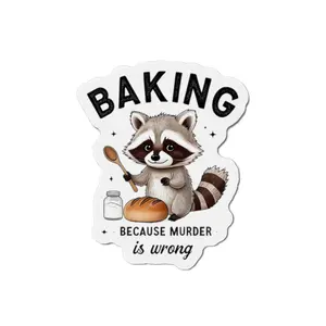 Cute Baking Raccoon Die-Cut Magnet, Kitchen Decor, Funny Refrigerator Magnet, Gift for Bakers, Animal Lover Gift, Cooking Accessory