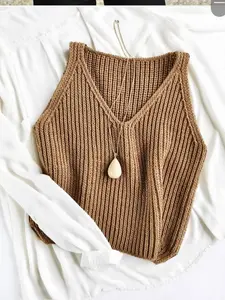 Women's Slim Fit Knitted Ribbed Vest, Casual Plain Design, Perfect Inner Layer & Outerwear, Stylish Daily Wear, Comfortable Fabric